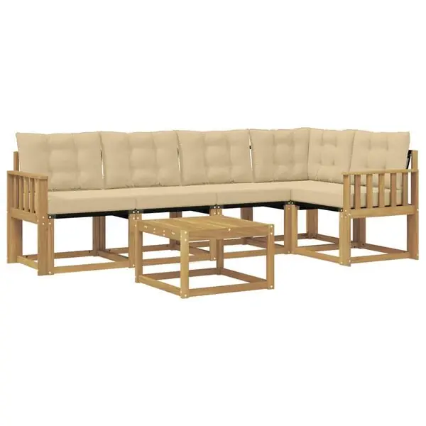 Trygg betalning vidaXL Utomhussoffset med kudde 6 pcs Vit och Beige