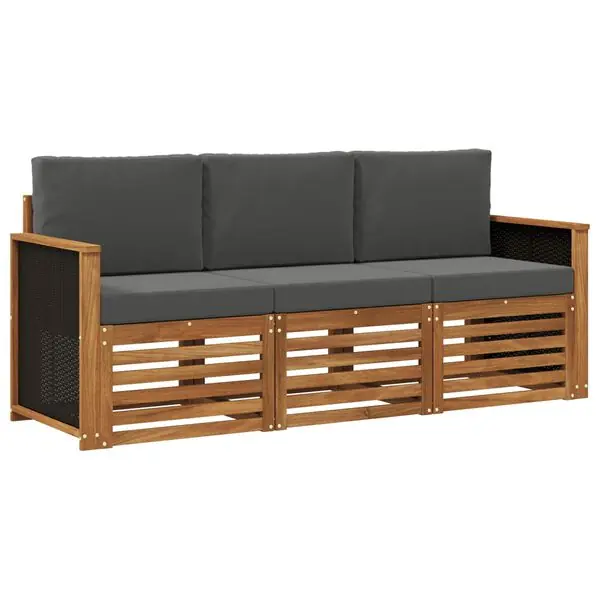 Premium vidaXL Soffgrupper med kudde 3 pcs Massivt Akaciaträ