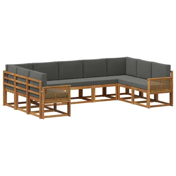 vidaXL Utomhussoffset 9 pcs Naturlig och Antracit Massivt Akaciaträ Rea