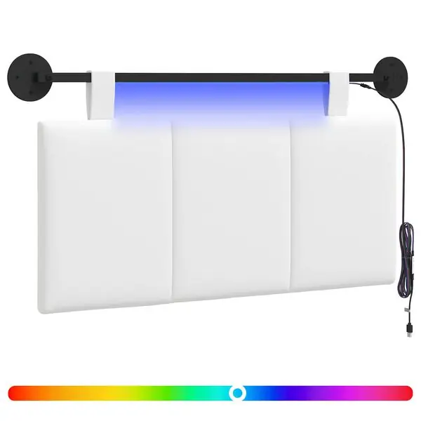 Bästa pris vidaXL Hängande sänggavel Med LED-lampa Vit Tyg