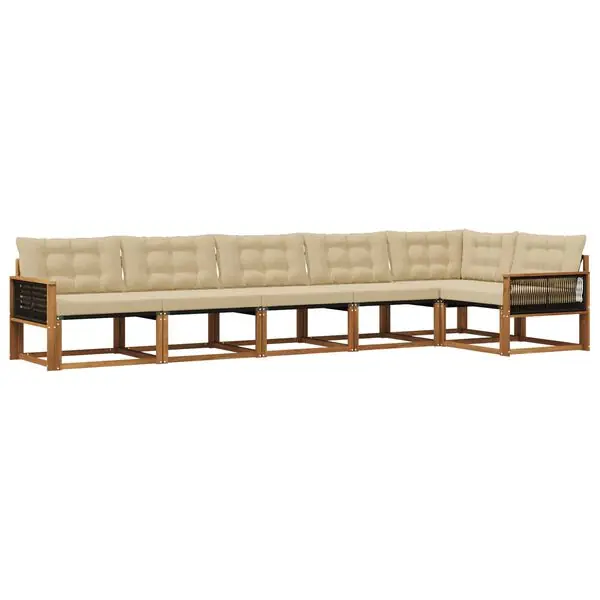 Endast denna vecka vidaXL Utomhussoffset med kudde 6 pcs Naturlig och Beige