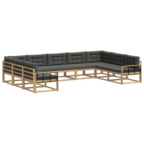 vidaXL Utomhussoffset med kudde 9 pcs Vit och antracit Kampanj