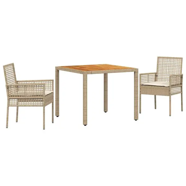 Nyhet vidaXL Trädgårdsmöbelset 3 pcs Beige konstrotting