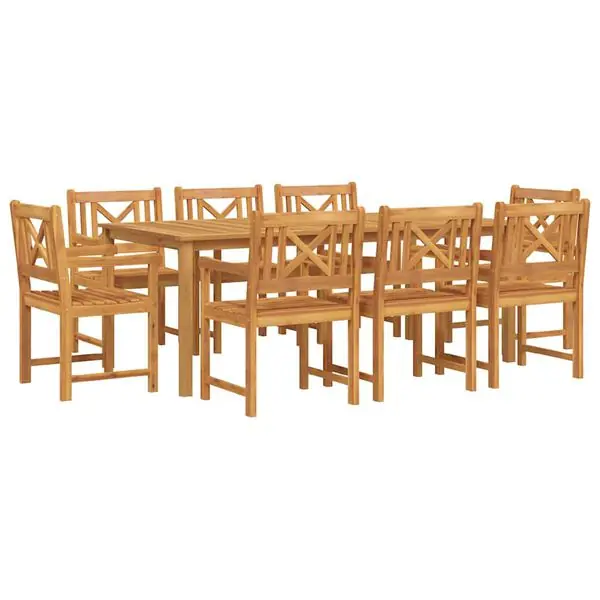 vidaXL Trädgårdsmöbelset 9 pcs Brun Massivt Akaciaträ Säker betalning