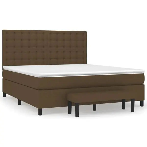 Premium vidaXL Ramsäng med madrass mörkbrun 180x200 cm tyg