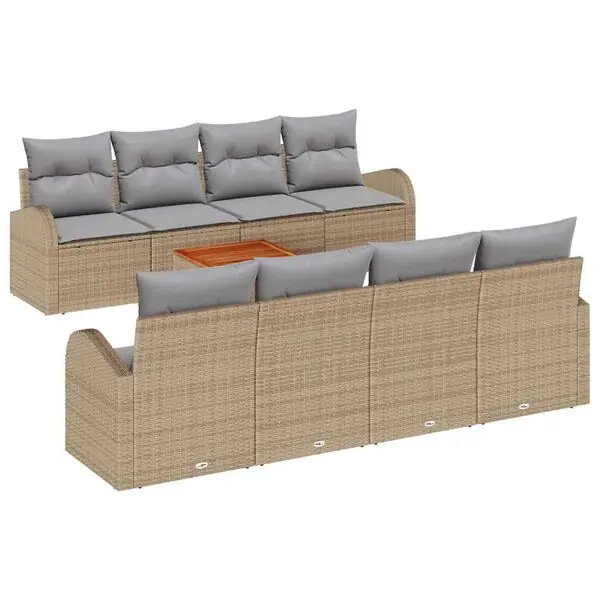 Begränsad tid vidaXL Trädgårdsoffset med kudde 9 pcs Beige konstrotting