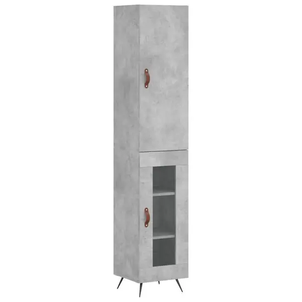 Expressleverans vidaXL Högskåp betonggrå 34,5x34x180 cm konstruerat trä