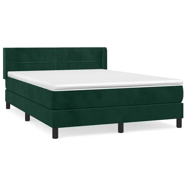 Beställ nu vidaXL Ramsäng med madrass mörkgrön 140x200 cm sammet