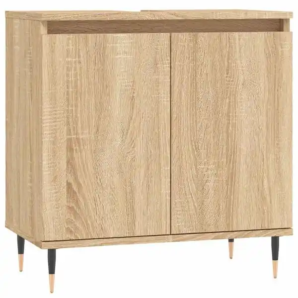 Kampanj vidaXL Badrumsskåp sonoma-ek 58x33x60 cm konstruerat trä
