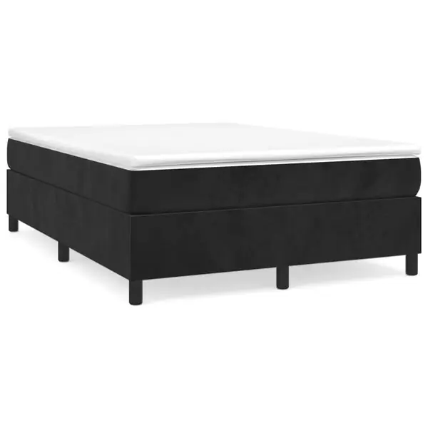 vidaXL Ramsäng med madrass svart 140x190 cm sammet Snabb leverans