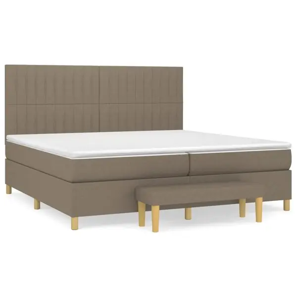 vidaXL Ramsäng med madrass taupe 200x200 cm tyg Premium