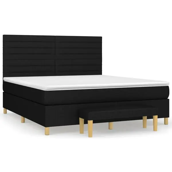 vidaXL Ramsäng med madrass svart 180x200 cm tyg Populärt val