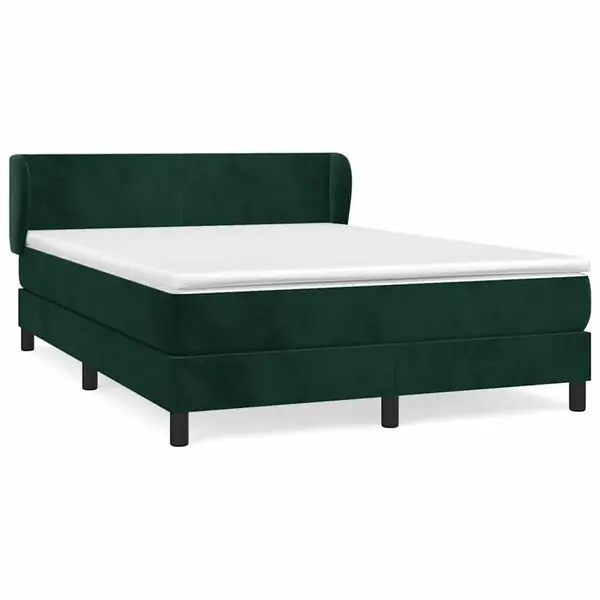 vidaXL Ramsäng med madrass mörkgrön 140x200 cm sammet Bästa pris