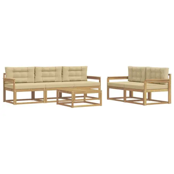 vidaXL Utomhussoffset med kudde 6 pcs Vit och Beige Köp nu
