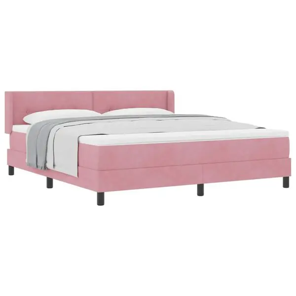 Beställ nu vidaXL Bäddfjäder med huvudgavel Rosa 200 x 180 cm Sammet