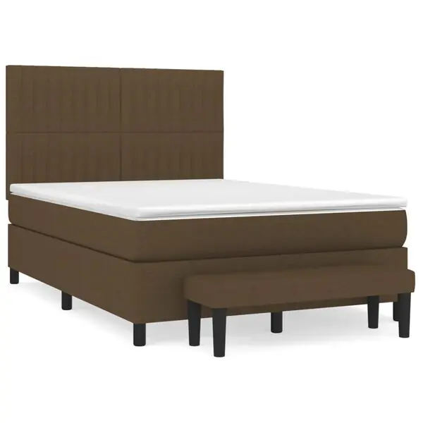 Kampanj vidaXL Ramsäng med madrass mörkbrun 140x190 cm tyg