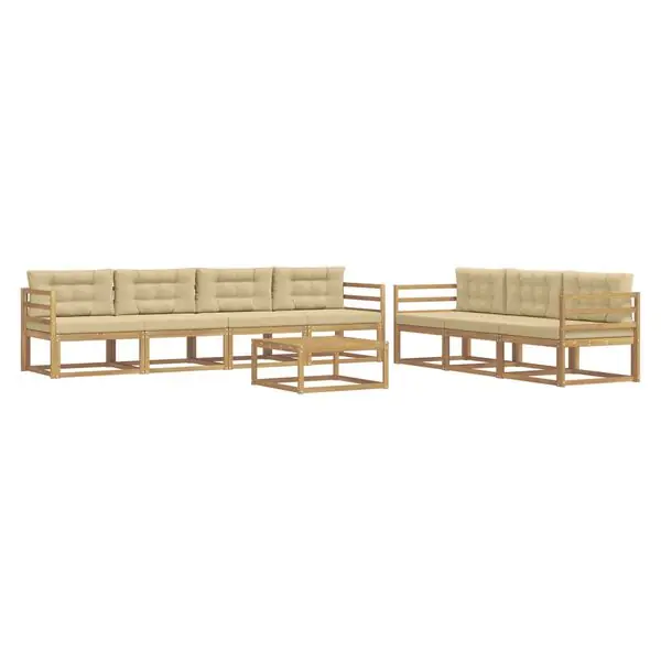 Fynd vidaXL Utomhussoffset med kudde 7 pcs Vit och Beige