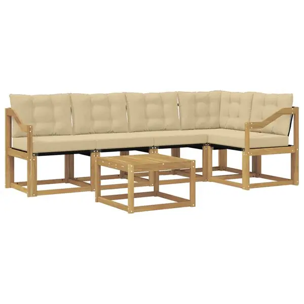 vidaXL Utomhussoffset med kudde 6 pcs Vit och Beige Populärt val