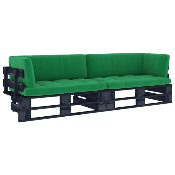 Endast denna vecka vidaXL Pallsoffa 2-sits med dynor svart impregnerad furu