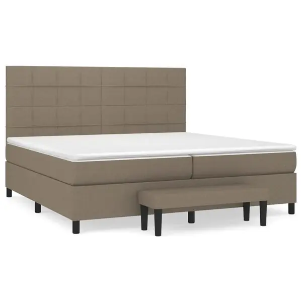 vidaXL Ramsäng med madrass taupe 200x200 cm tyg Snabb frakt