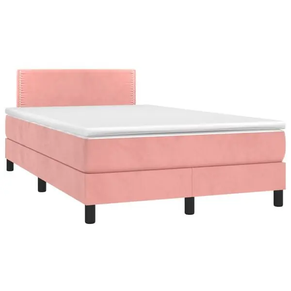 vidaXL Ramsäng med madrass rosa 120x190 cm sammet Sänkt pris