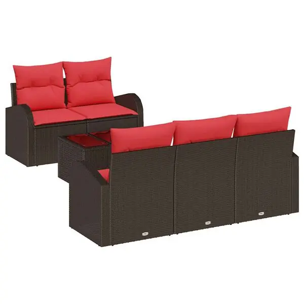 Lägg i varukorgen vidaXL Soffset med kudde 6 pcs Brun Polyester