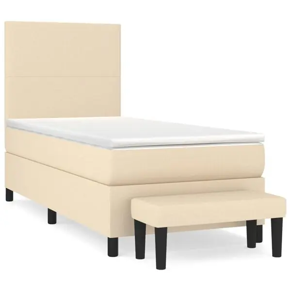 Rabatt vidaXL Ramsäng med madrass gräddvit 100x200 cm tyg