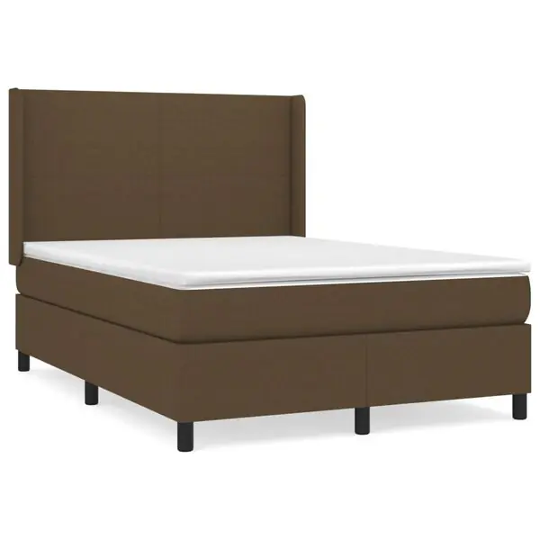 vidaXL Ramsäng med madrass mörkbrun 140x190 cm tyg Billigare