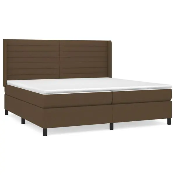 Extra rabatt vidaXL Ramsäng med madrass mörkbrun 200x200 cm tyg