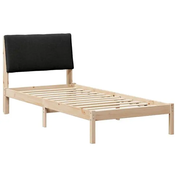 vidaXL Sängram med huvudgavel Brun och svart 100 x 200 cm Massiv furu Kampanjpris