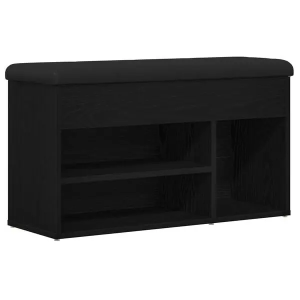 Handla nu vidaXL Skobänk med hylla Svart 80 x 30 x 45 cm Konstruerat trä
