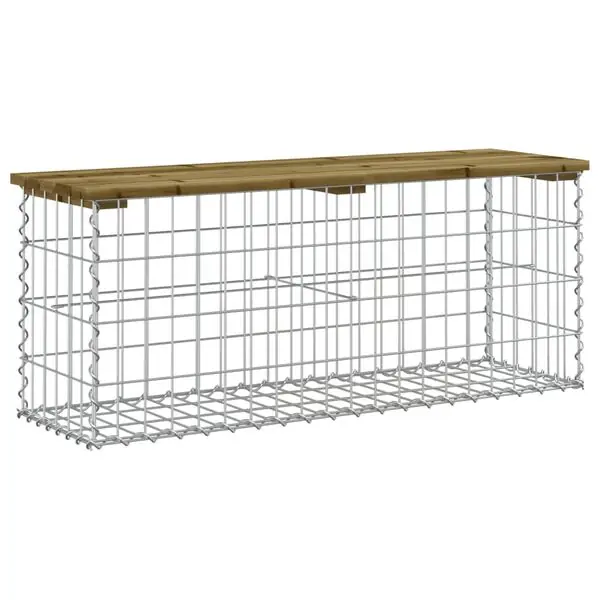 Lägg i varukorgen vidaXL Trädgårdsbänk gabion-design 103x31,5x42 cm impregnerad furu