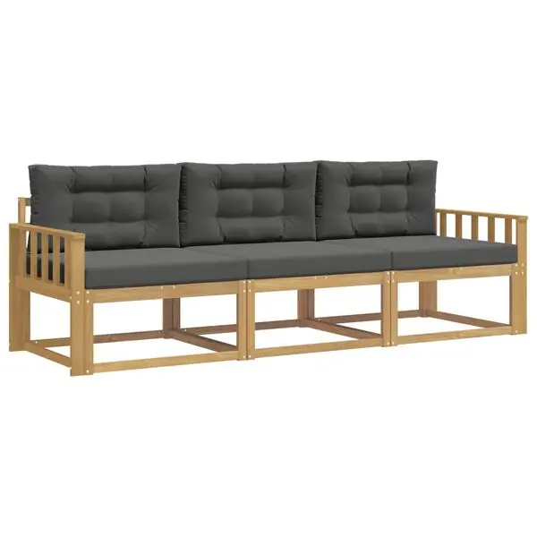 I lager vidaXL Utomhussoffset med kudde 3 pcs Vit och antracit Polyester