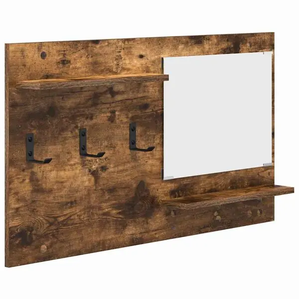 Rea vidaXL Väggmonterad Klädhängare med hylla Rökt ek 90 x 10 x 50 cm