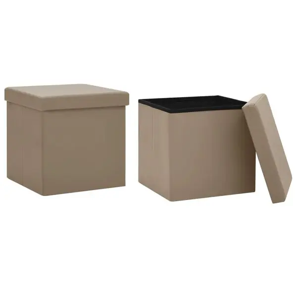 Bästa pris vidaXL Hopfällbara förvaringspallar 2 st cappuccino PVC