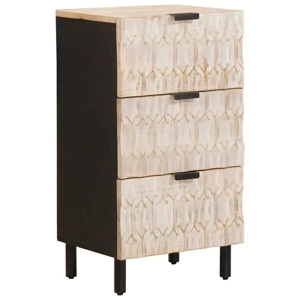 vidaXL Sideboard Vit Tvätt Finish 40 x 33 x 75 cm Massivt mangoträ Billigare