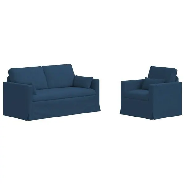 vidaXL Soffset 2 pcs Blå 158 x 78 x 80 cm tyg Begränsad tid
