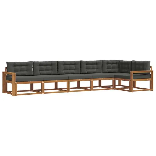 Premium vidaXL Utomhussoffset med kudde 6 pcs Naturlig och Antracit