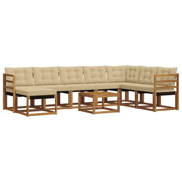 vidaXL Utomhussoffset med kudde 9 pcs Naturlig och Beige Sista chansen