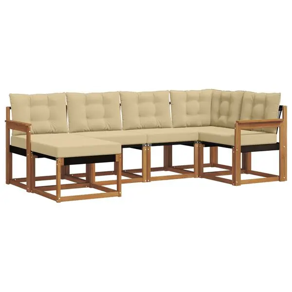 Begränsat antal vidaXL Utomhussoffset med kudde 6 pcs Naturlig och Beige