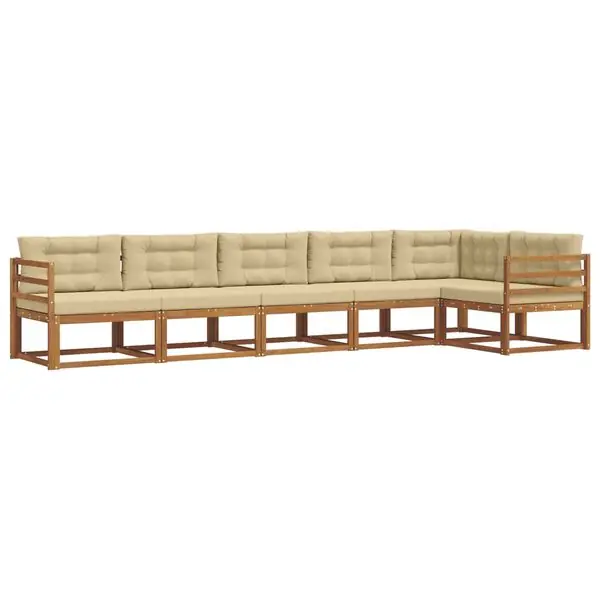 Snabb leverans vidaXL Utomhussoffset med kudde 6 pcs Naturlig och Beige