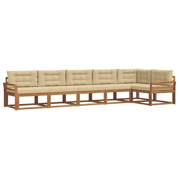 vidaXL Utomhussoffset med kudde 6 pcs Naturlig och Beige Bästa pris