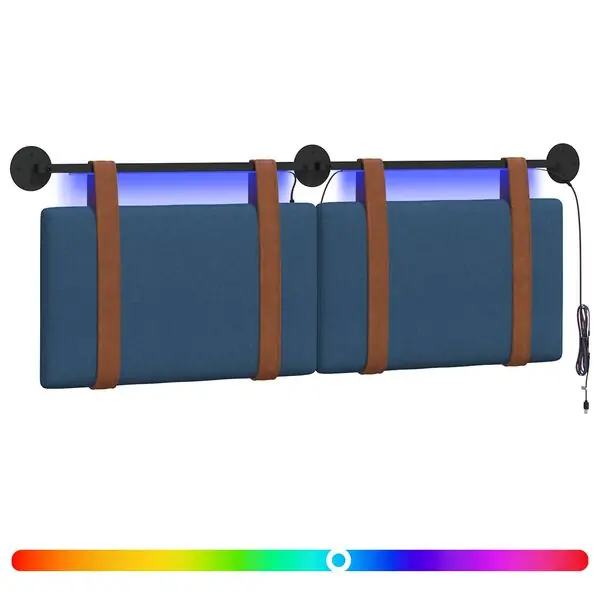Bästa pris vidaXL Hängande sänggavel Med LED-lampa Blå Antik PU
