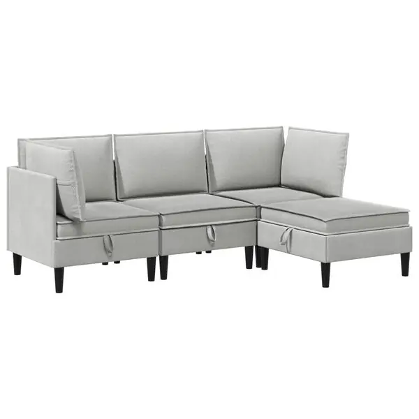 Begränsad tid vidaXL Möbelset för vardagsrummet 4 pcs Ljusgrå Tyg
