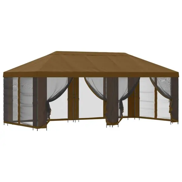 Trygg betalning vidaXL Paviljong med väggar 6 x 3 m Taupe Polyester och Stål 190