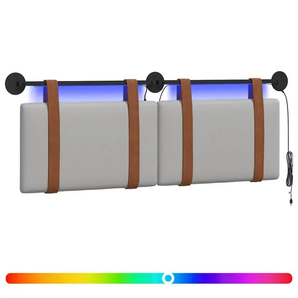 vidaXL Hängande sänggavel Med LED-lampa Moln Grå Antik PU Köp nu