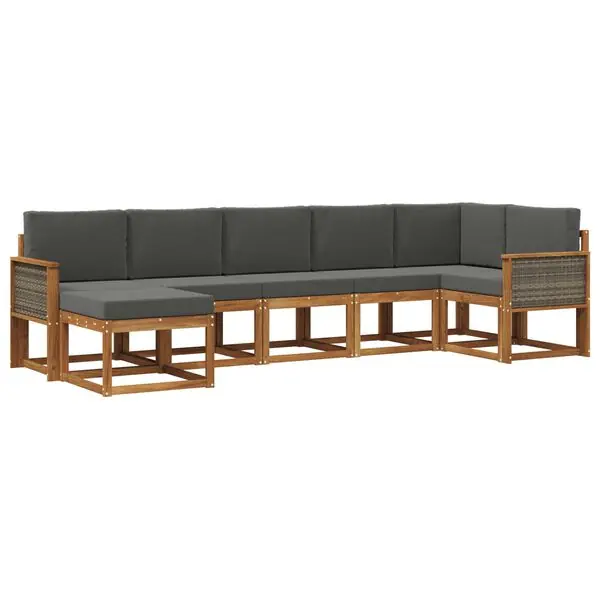 Begränsat antal vidaXL Utomhussoffset med kudde 7 pcs Naturlig och Antracit Polyester