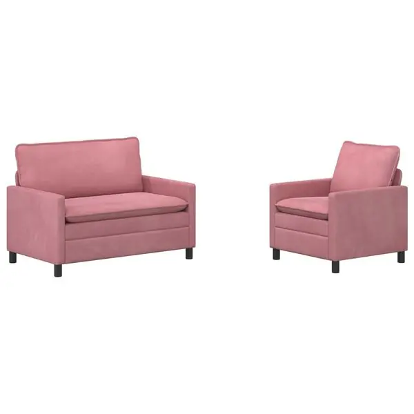Premium vidaXL Soffset 2 pcs Rosa Sammet