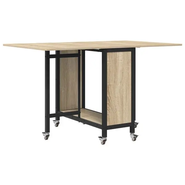 Erbjudandepris vidaXL Hopfällbart matbord med hjul 130 x 80 x 76,5 cm stål PB
