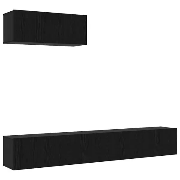 I lager vidaXL TV-bänkset Väggmonterad 3 pcs Svart ek Konstruerat trä
